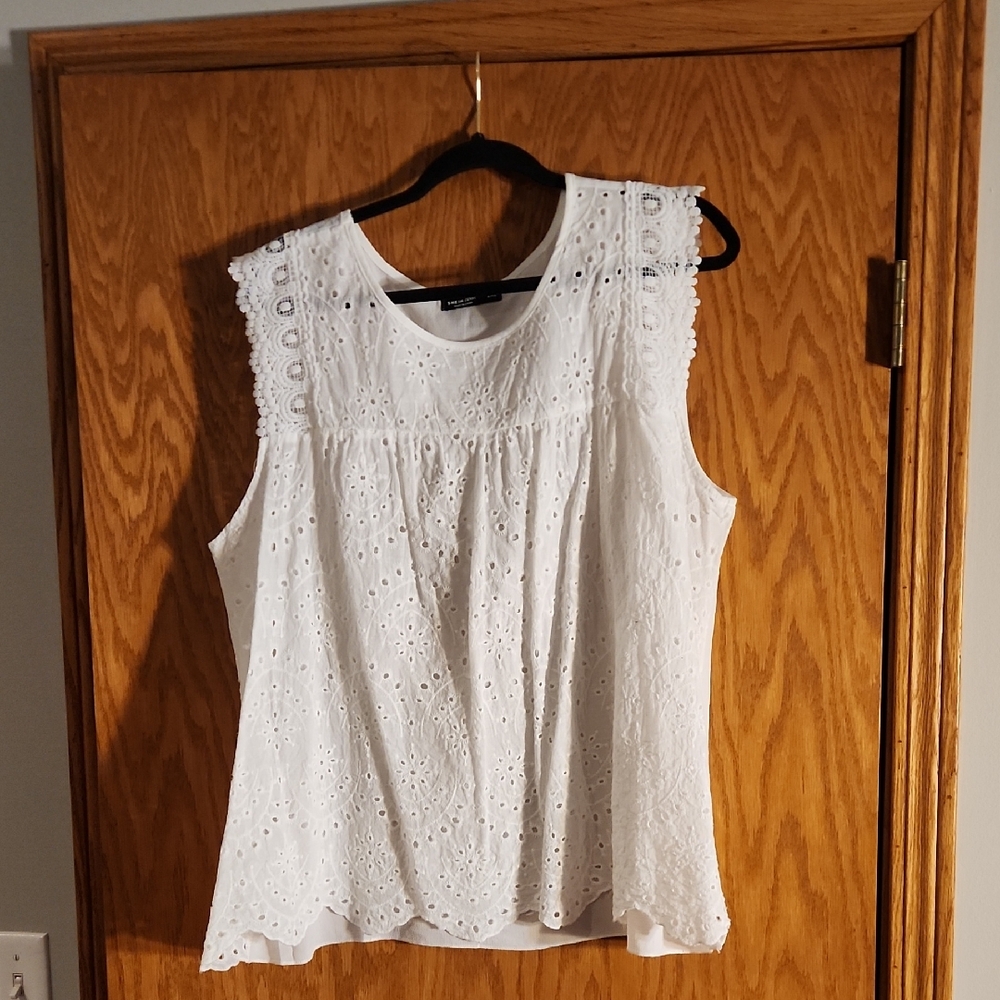 White Eyelet Sleeveless Top From SHEIN,  size 2x